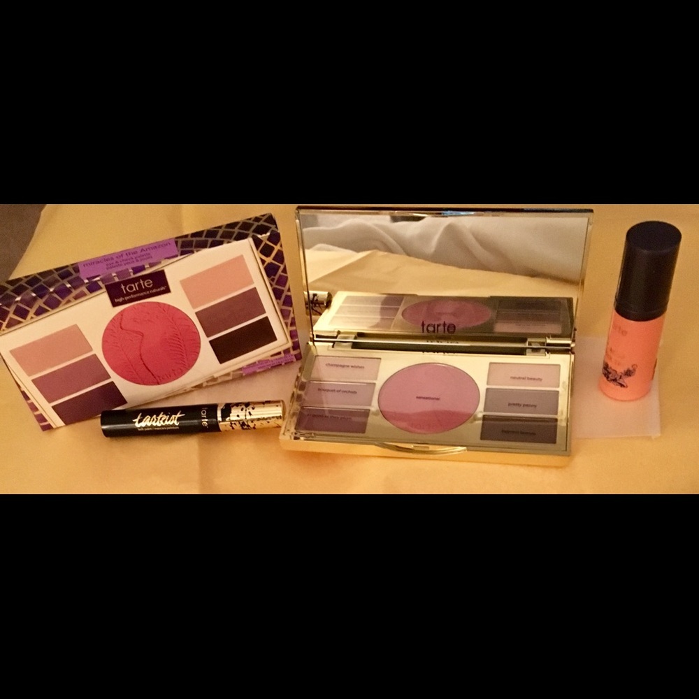 Tarte eye shadow & blush palette.  Mascara & tint.